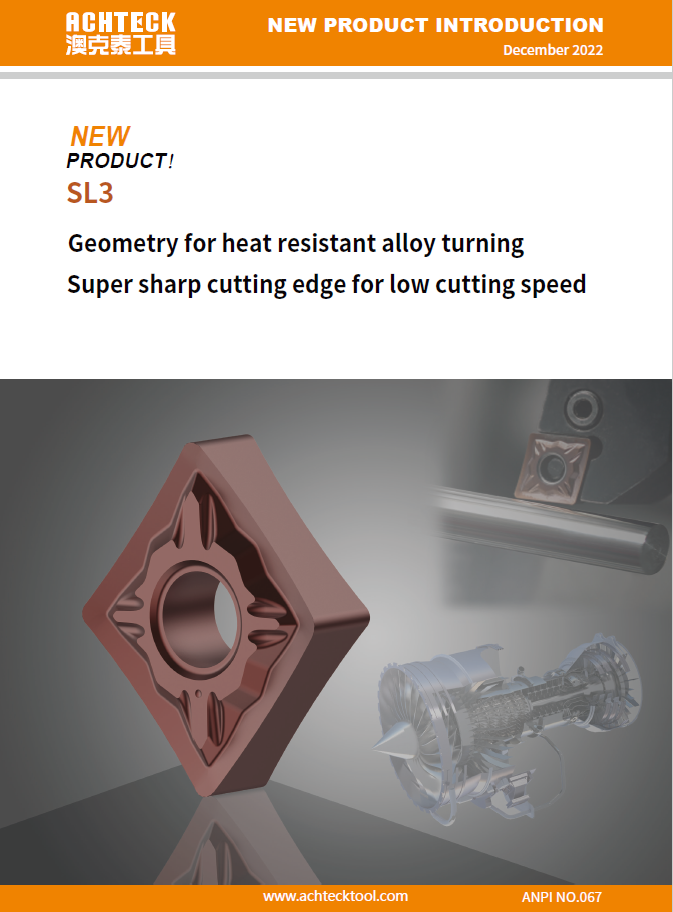 SL3 Geometry for heat resistant alloy turning Super sharp cutting edge for low cutting spee
